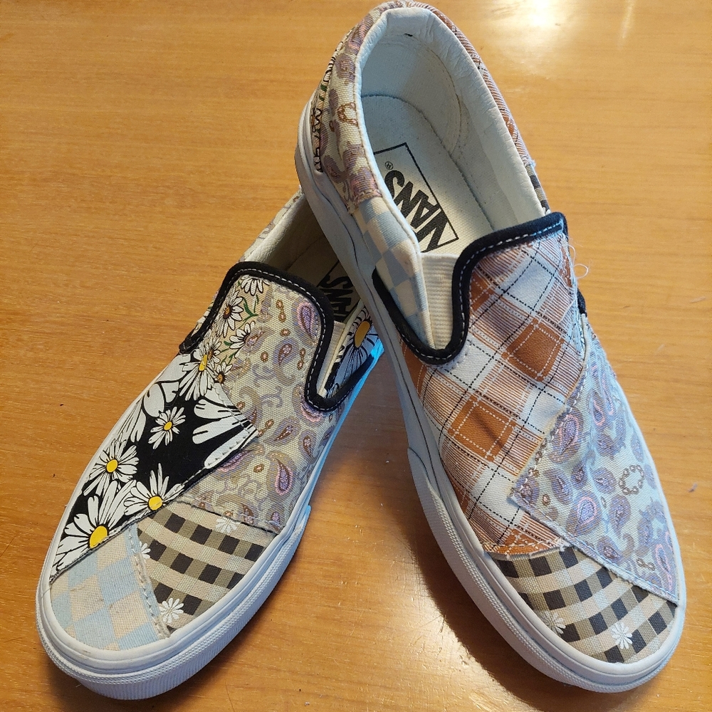 VANS Meadow Patchwork Asher Slip on Sz 7 NWOB